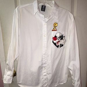 Warner Bros. Studio Store Ladies Blouse w/Tweety & Sylvester on pocket